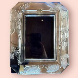 Vintage Floral Frosted Crystal Picture Frame 5x7 Clear Glass Floral 3D